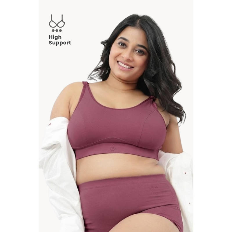Zelena Cotton Maternity and Nursing Bra Full Coverage Wirefree Feeding Bra Blush (S)