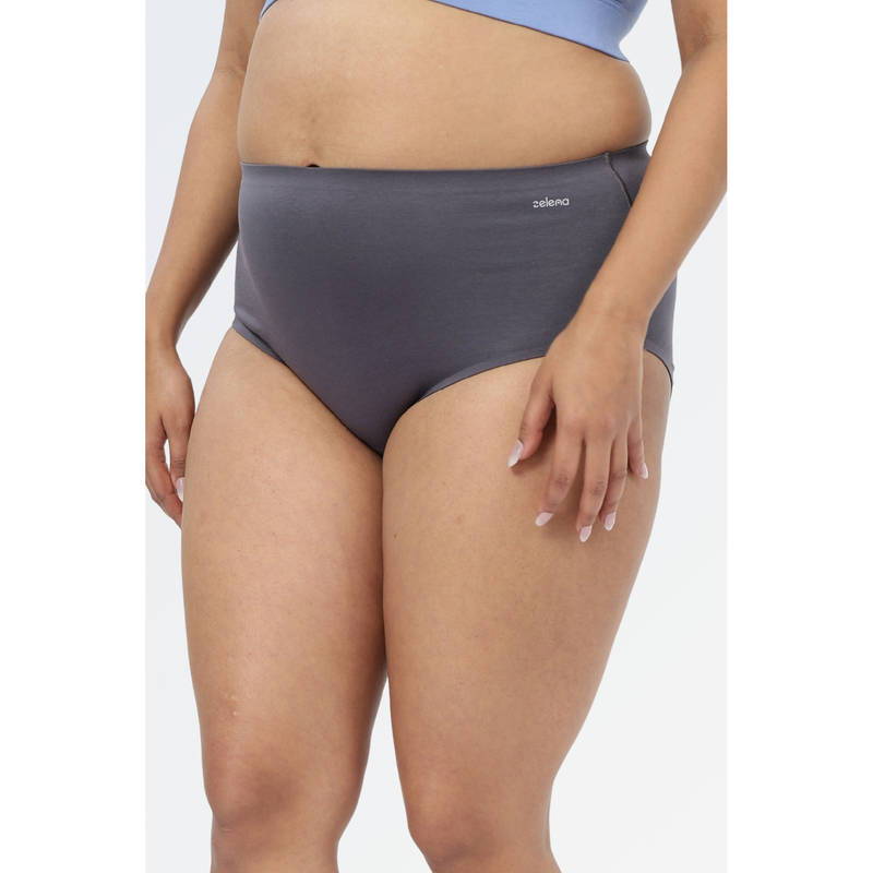 Zelena Grey Cotton Bonded High Rise Maternity Hipster Brief (S)