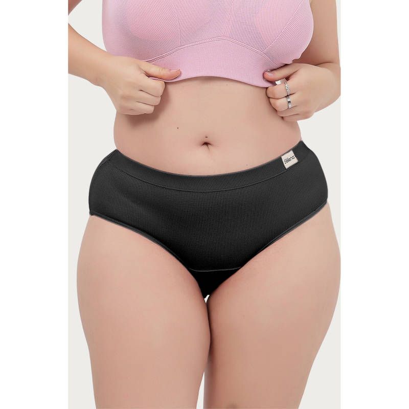 Zelena Black Solid Cotton Rib Maternity Hipster Brief (M)