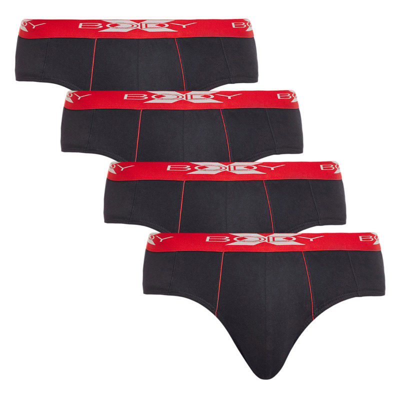 BODYX Pack Of 4 Solid Briefs In Black (S)