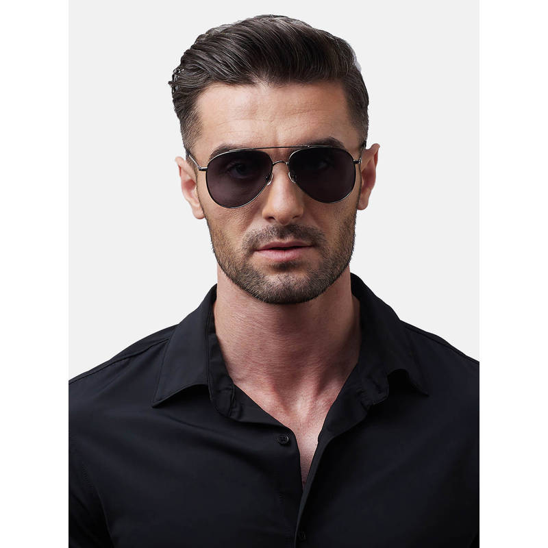 Shisen Fox Hikoshi Silver Frame Grey Lens Sunglasses (59)