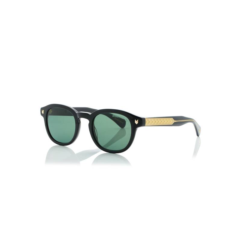 Shisen Fox Kitframee Black - Gold & Polarized 2.0 Frame Green Lens Sunglasses (46)