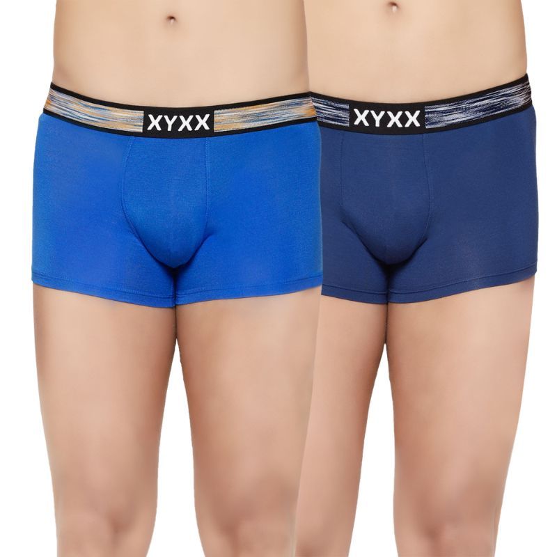 XYXX Men's Intellisoft Antimicrobial Micro Modal Hues Trunk (Pack Of 2) - Blue (S)