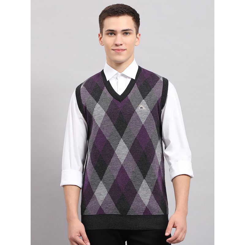 Monte Carlo Men's Dark Grey V Neck Sleeveless Sweater (3XL)