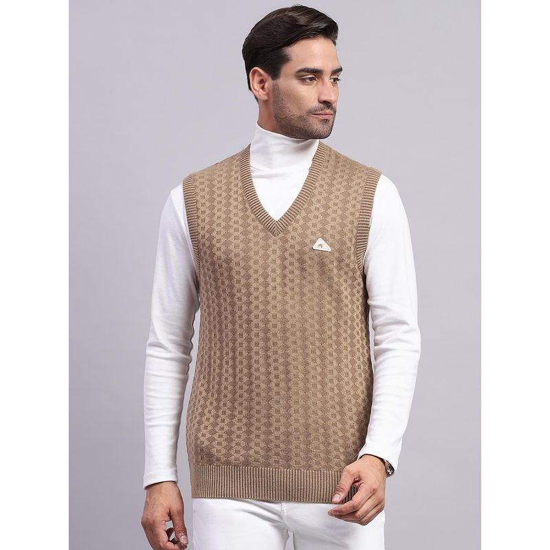 Monte Carlo Men's Khaki V Neck Sleeveless Sweater (3XL)