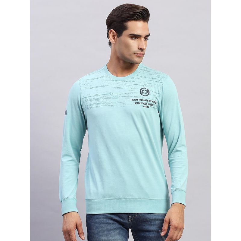 Monte Carlo Men's Printed Light Blue Round Neck Full Sleeves Sweatshirt (XL)