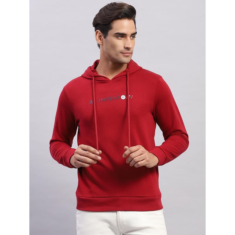 Monte Carlo Men's Solid Red Full Sleeves Hoodie (XL)
