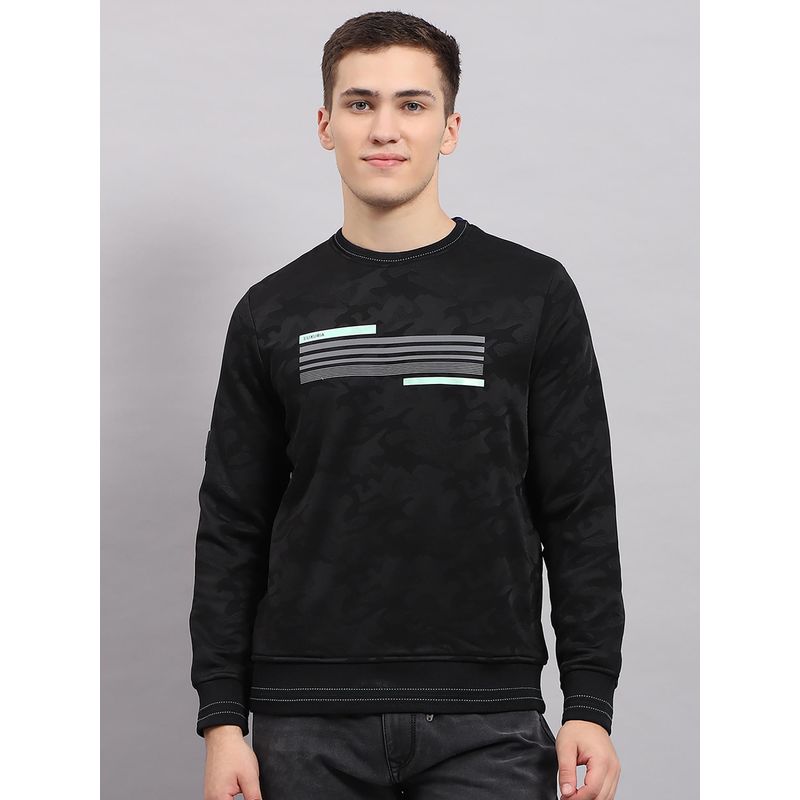 Monte Carlo Men's Solid Black Round Neck Full Sleeves Sweatshirt (L)