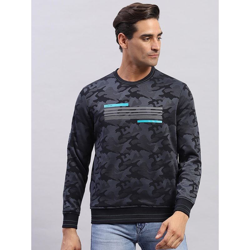 Monte Carlo Men's Solid Navy Blue Round Neck Full Sleeves Sweatshirt (XL)