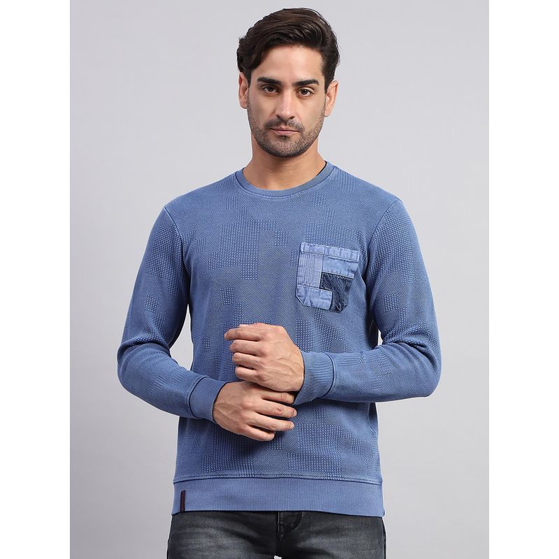 Monte Carlo Men's Solid Blue Round Neck Full Sleeves Sweatshirt (3XL)
