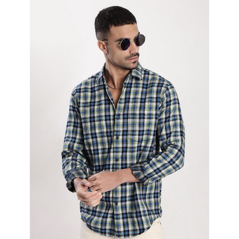 Bene Kleed Men Blue Checked Shirt (S)