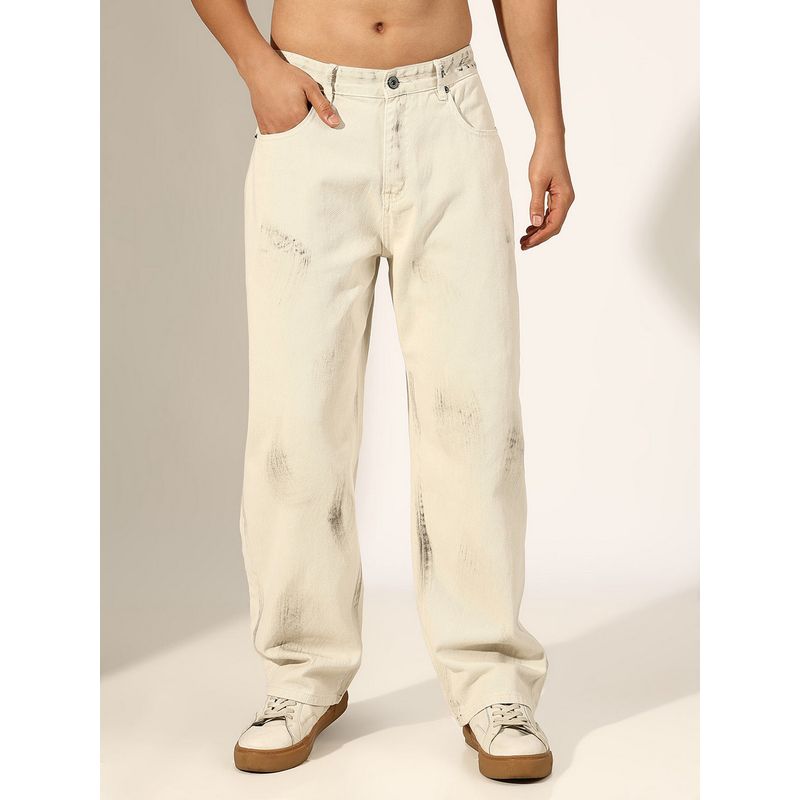 SHOWOFF Men Mid-Rise Relaxed Fit Off White Jeans (32)