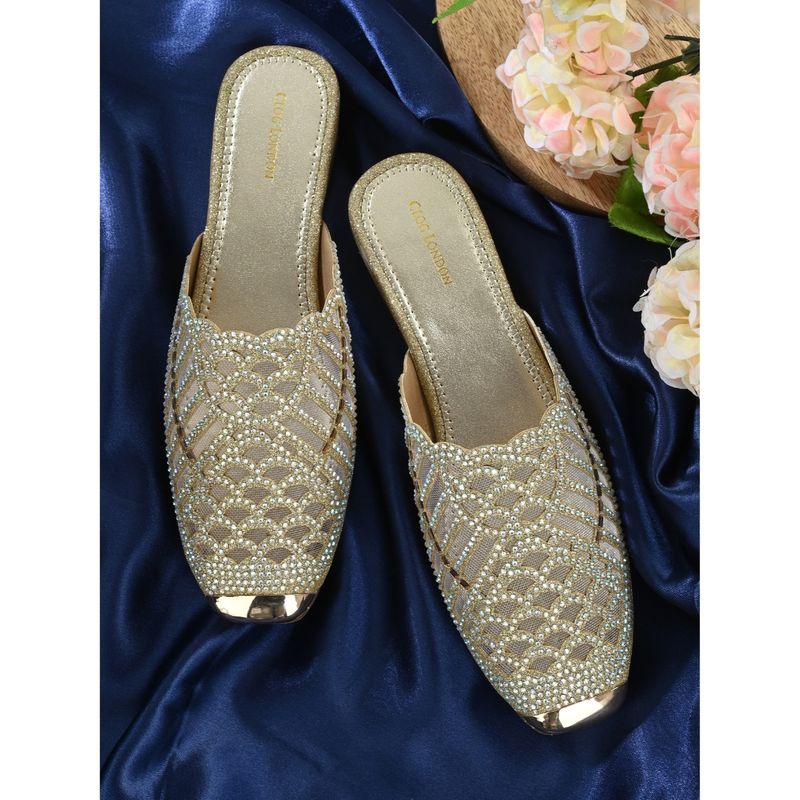 CLOG LONDON Gold Comfortable Mules (EURO 36)