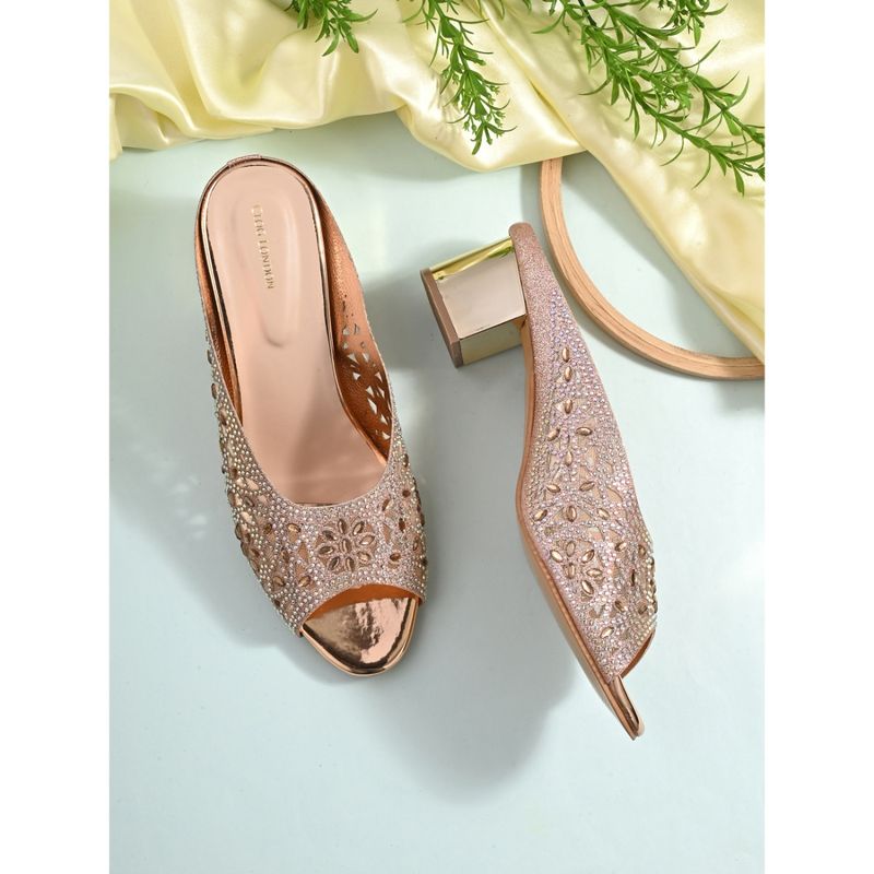 CLOG LONDON Rose Gold Comfortable Heel Sandals (EURO 36)