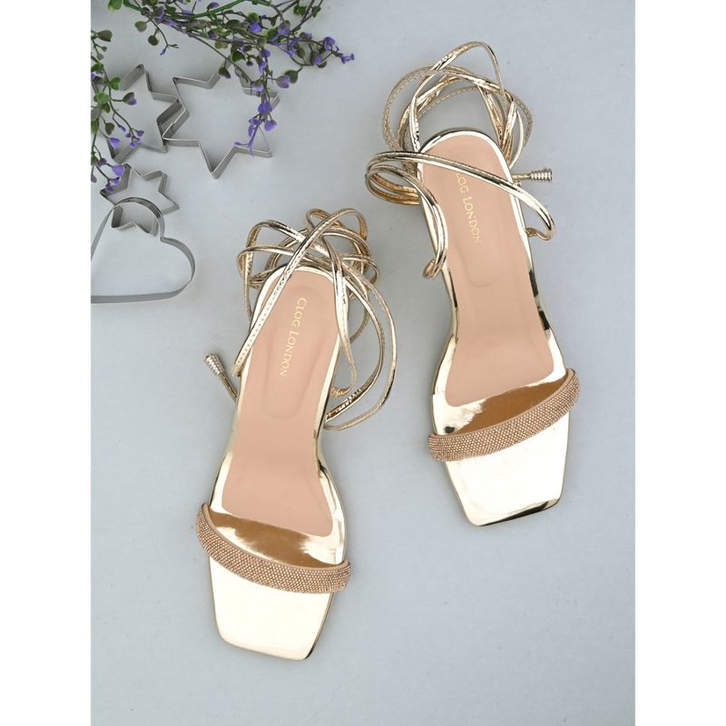 CLOG LONDON Gold Comfortable Gladiator Heels (EURO 40)