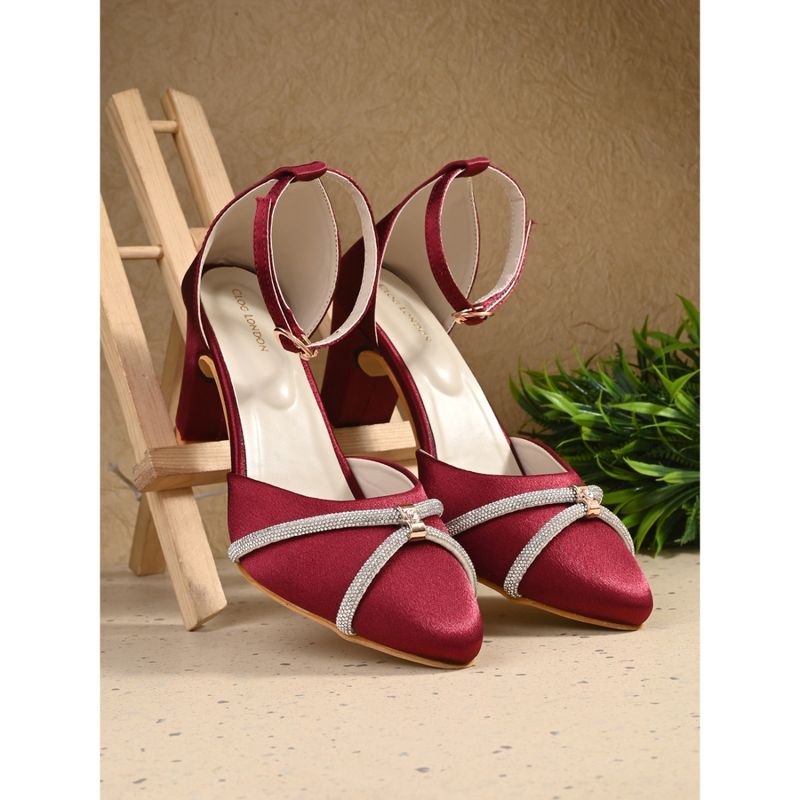 CLOG LONDON Maroon Comfortable Sandal Heels (EURO 36)