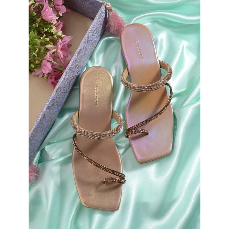 CLOG LONDON Gold Comfortable Sandal Heels (EURO 36)