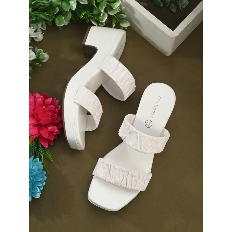 CLOG LONDON White Comfortable Heel Sandals (EURO 36)