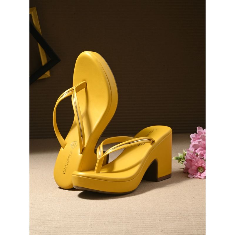 CLOG LONDON Yellow Comfortable Heel Sandals (EURO 36)
