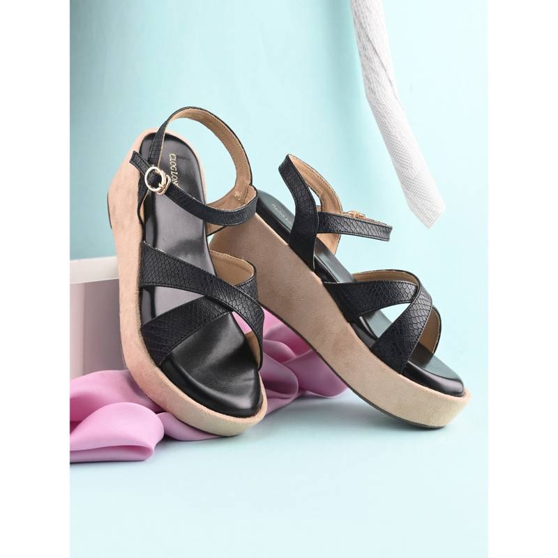 CLOG LONDON Black Comfortable Heel Sandals (EURO 36)