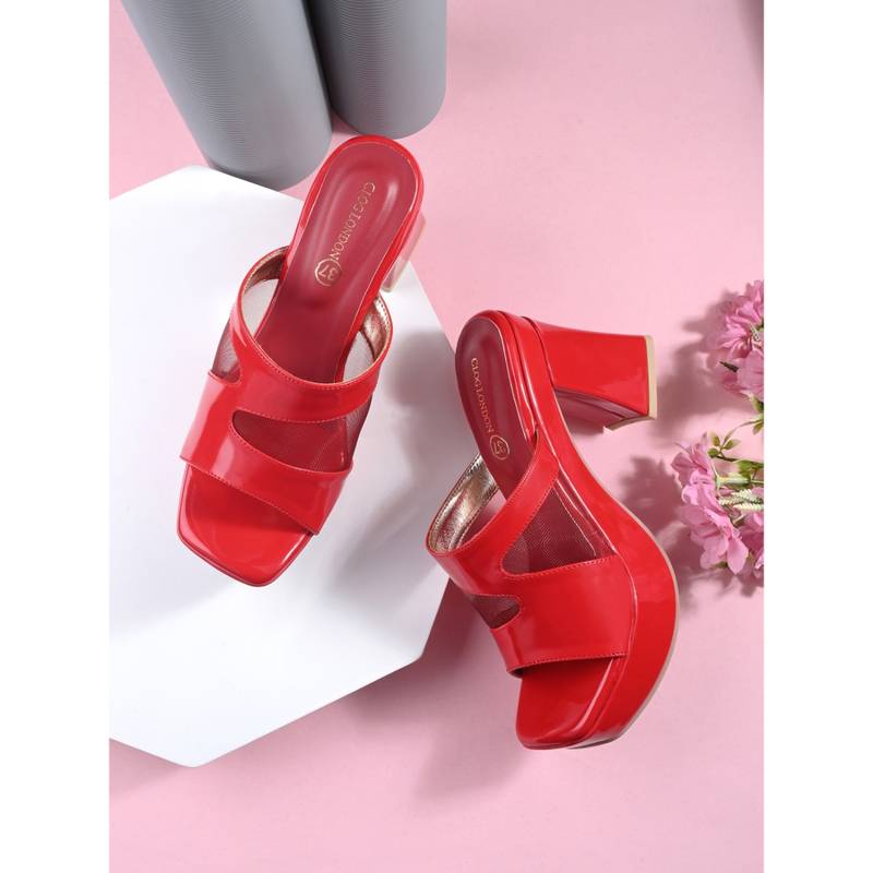 CLOG LONDON Red Comfortable Heel Sandals (EURO 36)