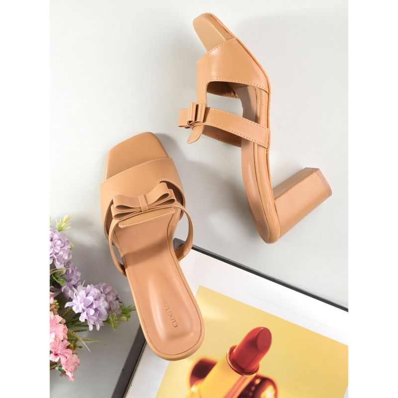 CLOG LONDON Tan Comfortable Heel Sandals (EURO 36)