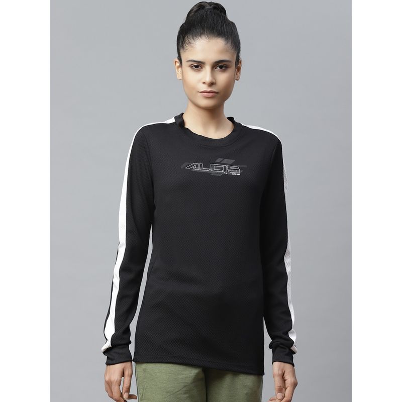 Alcis Women Black Solid Sweatshirt (L)