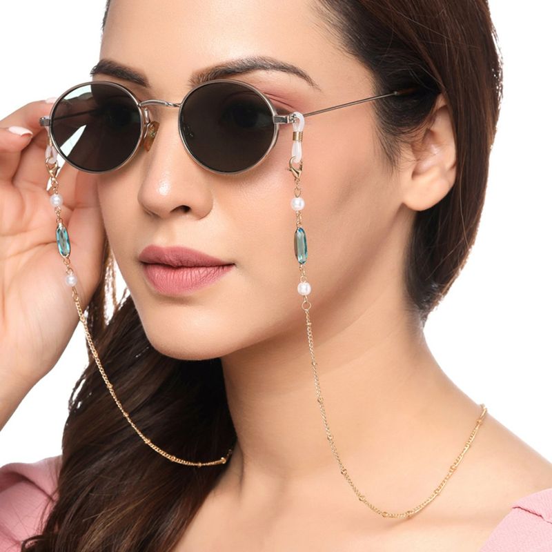 Buy Yellow Chimes Blue Stone Face Mask Chains Sunglasses Accessories