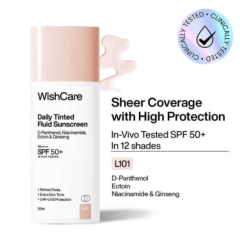 Wishcare Daily Fluid Tinted Sunscreen-In Vivo Tested Skin Tint with SPF50PA++++ All Skin Type - L101