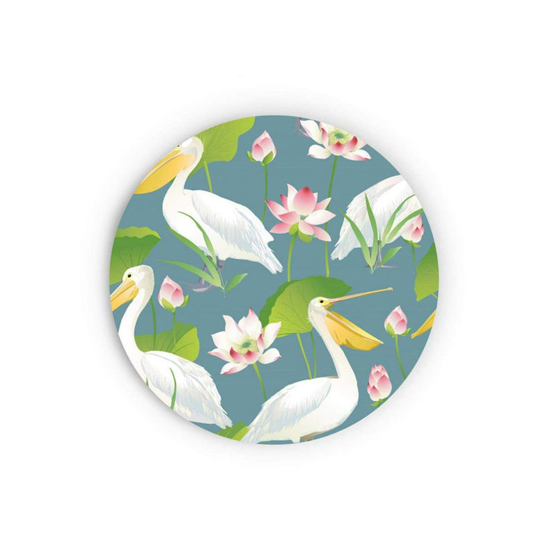 The Artment Pelicans Chilling With Lotuses Canvas Matte Finish Green (Small)