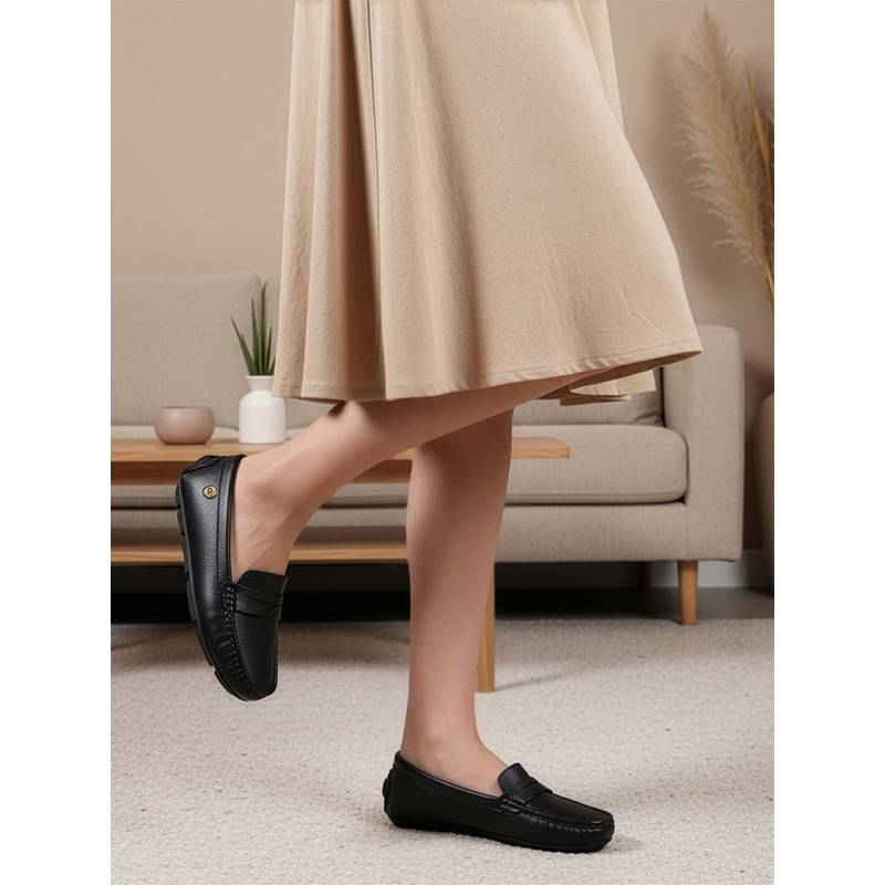 Carlton London Women Black Casual Slip-On Loafers (EURO 36)