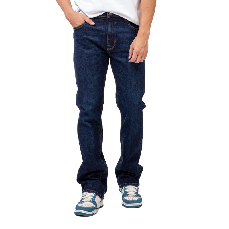 Guess Men Navy Blue Washed Mid-Rise Full Length Jeans (38)