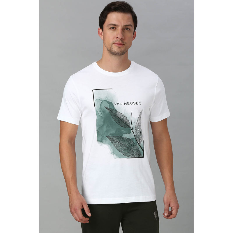 Van Heusen Innerwear Men Round Neck Printed T-Shirt - White (L)