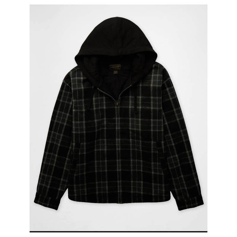 American Eagle Men Checks Black Jackets (M)