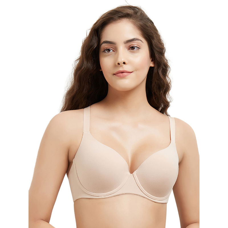 Wacoal Essentials Padded Wired 3/4Th Cup Cotton Comfortable T-Shirt Bra - Beige (32C)