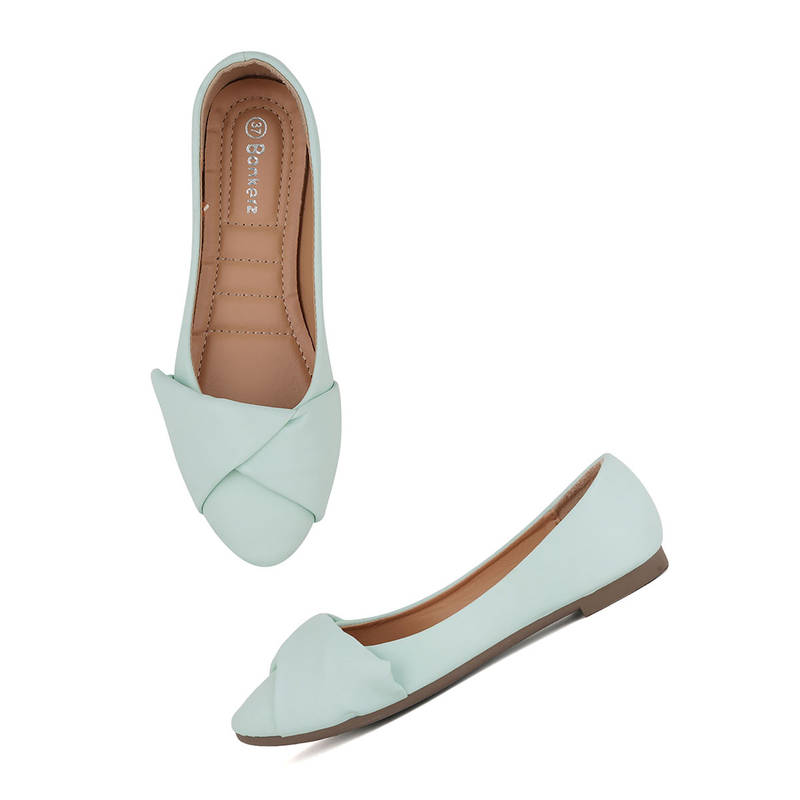 Iconics Pista Green Women Solid Ballerinas (EURO 41)