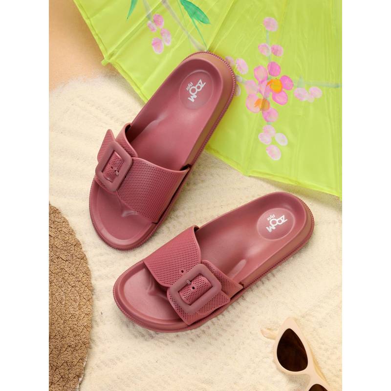 Zoom Shoes Women Peach Sliders (EURO 38)