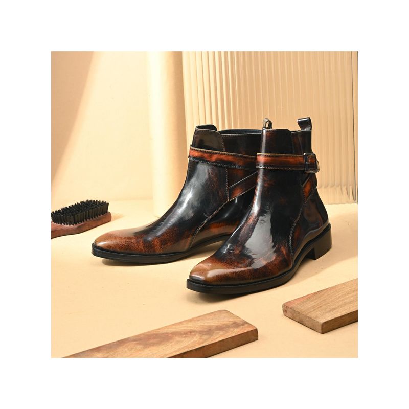 Mille Dollari Men Multi-Color Buckled Boots (UK 5)