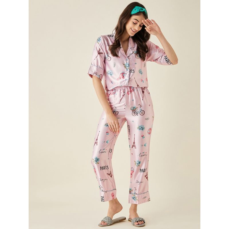 The Kaftan Company Pink Parachute Satin Pyjama Set (L)