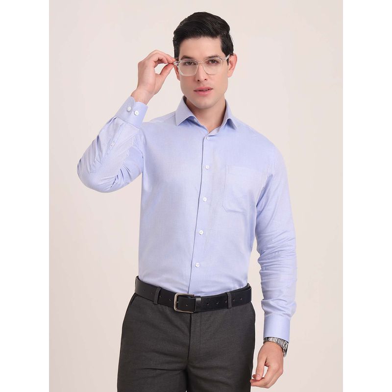Metal Men Blue Solid Slim Fit Formal Shirt (40)