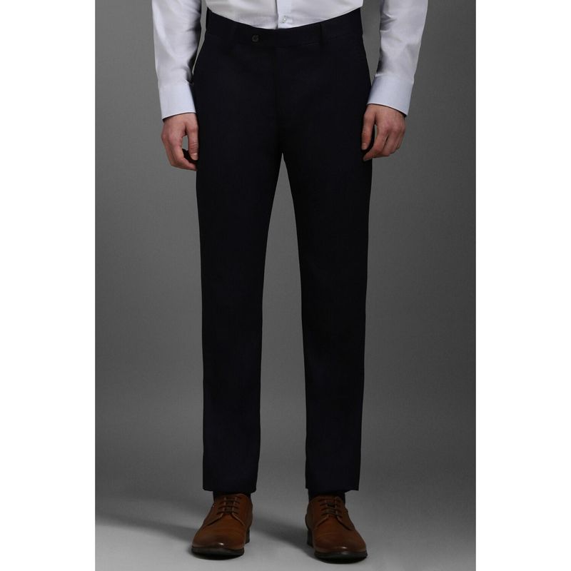 Louis Philippe Men Black Slim Fit Textured Flat Front Formal Trouser (30)