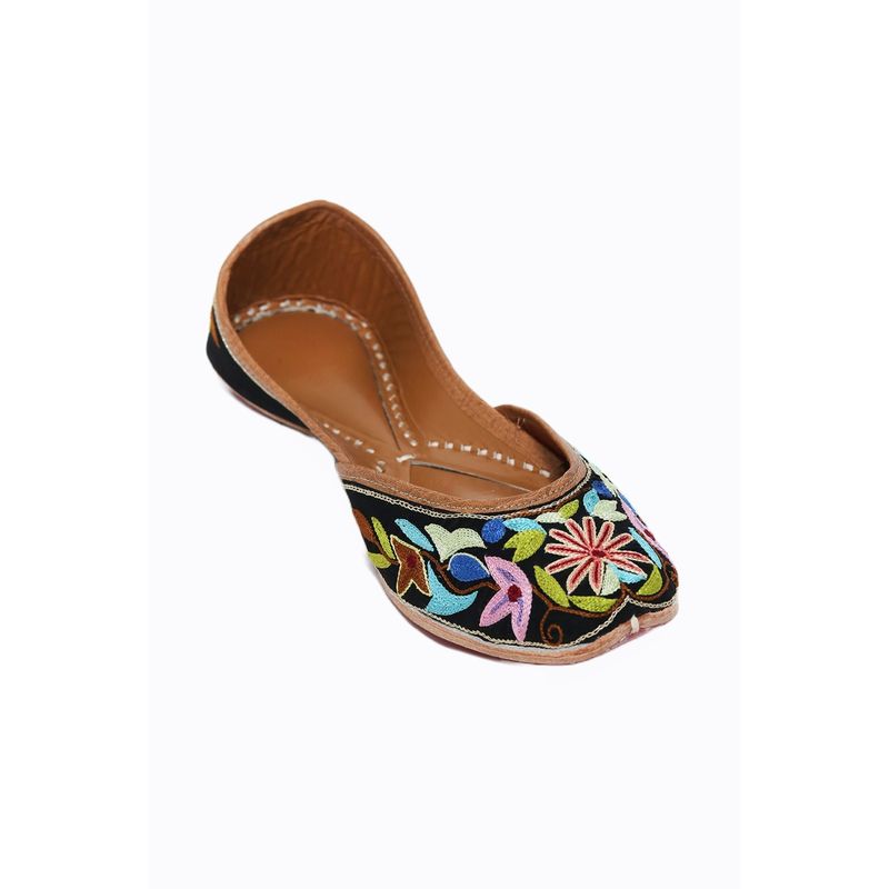 NR BY NIDHI RATHI Embroidered Black & Multi-Color Ethnic Sustainable Casual Mojaris Flats (UK 8)