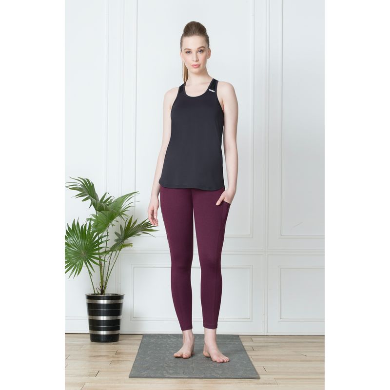 Van Heusen Women Proactive Snug Fit & High Stretch Yoga Pants - Potent Purple (XL)