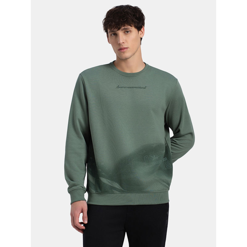 Jockey UM51 Men Super Combed Cotton French Terry Printed Sweatshirt - Dark Forest (M)