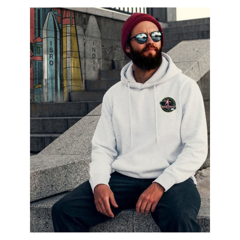 A47 White ISRO GSLV MKIII Pop Art Hoodie (Without Zip) (L)