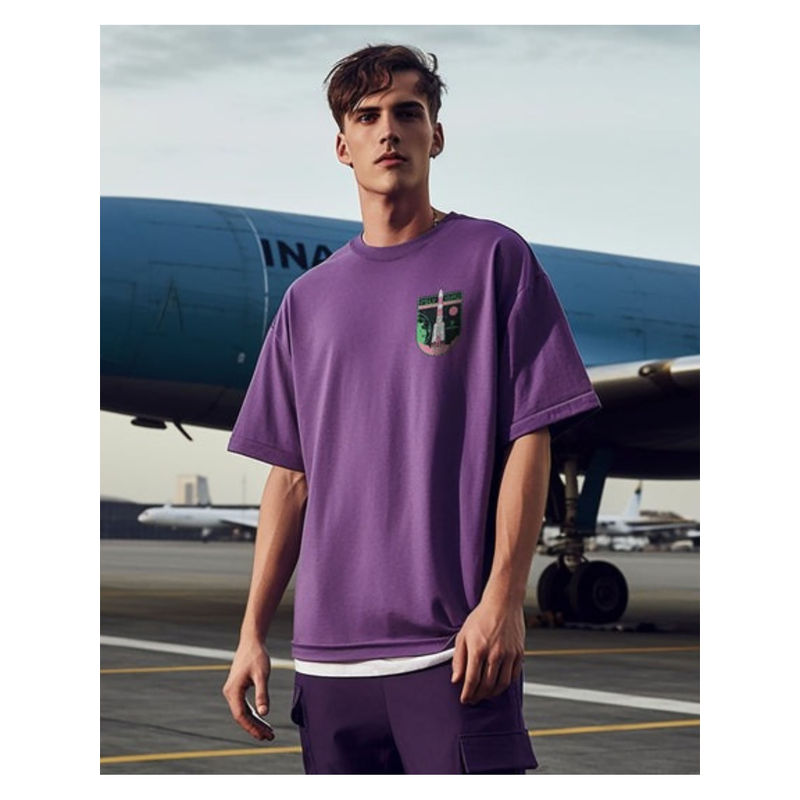 A47 ISRO Mangalyaan Purple Oversized Tee (S)