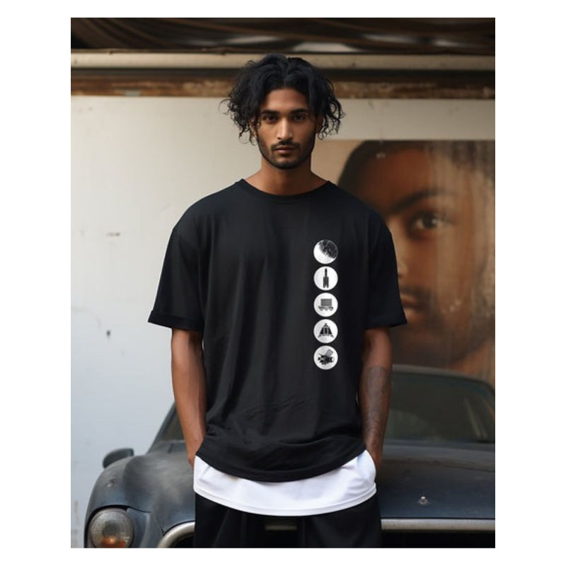 A47 ISRO Lunar Odyssey Chandrayaan 2 Oversized Tee (S)