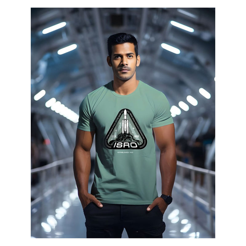 A47 ISRO Classic LVM3 Sage Green Tee (XL)
