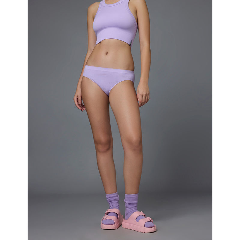 FEIER Purple Solid Classic Logo Bikini (L)