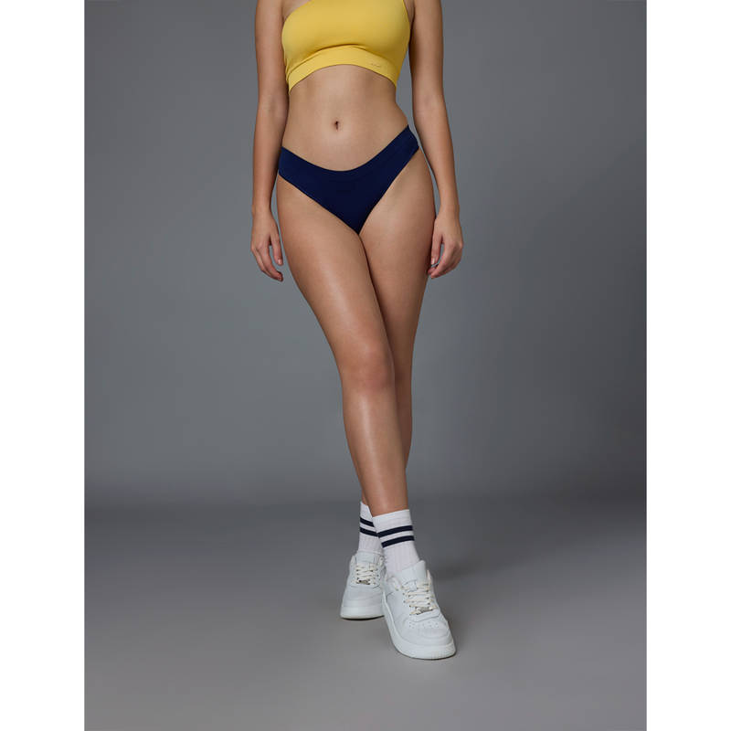 FEIER Navy Blue Solid Classic Logo Thong (M)